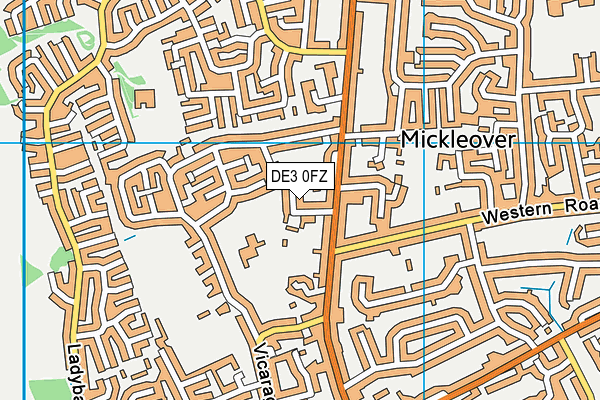 DE3 0FZ map - OS VectorMap District (Ordnance Survey)