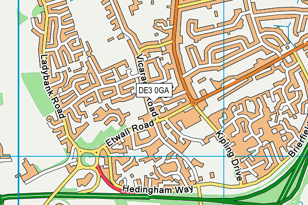 DE3 0GA map - OS VectorMap District (Ordnance Survey)