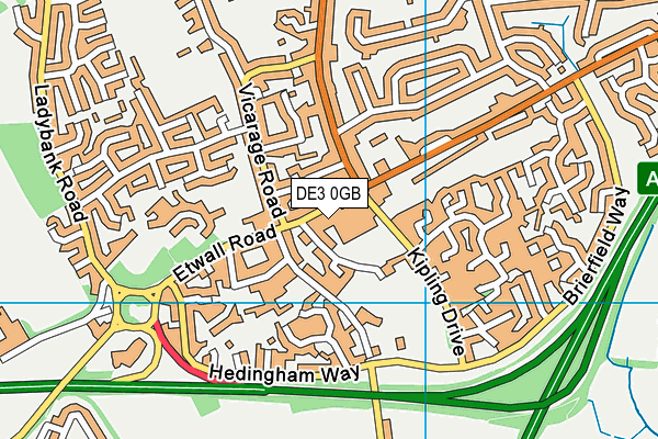 DE3 0GB map - OS VectorMap District (Ordnance Survey)