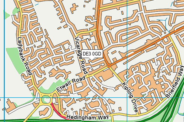 DE3 0GD map - OS VectorMap District (Ordnance Survey)