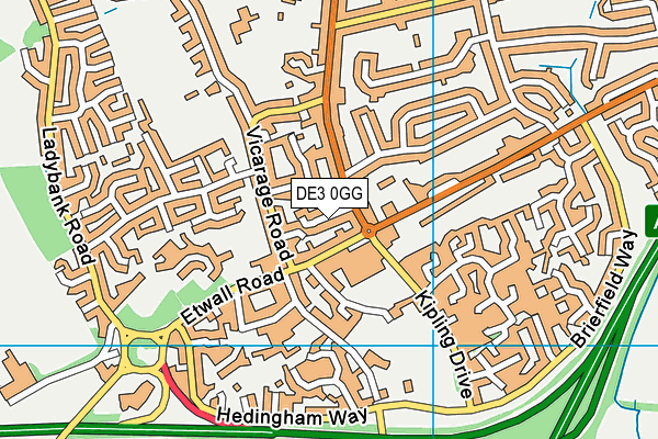 DE3 0GG map - OS VectorMap District (Ordnance Survey)