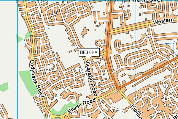 Vicarage Road Recreation Ground map (DE3 0HA) - OS VectorMap District (Ordnance Survey)