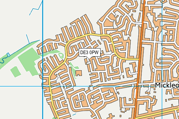 DE3 0PW map - OS VectorMap District (Ordnance Survey)