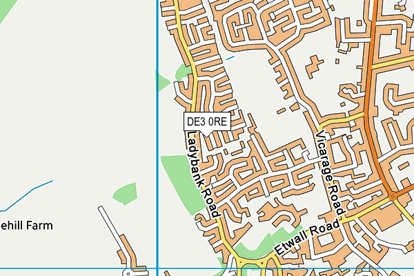 DE3 0RE map - OS VectorMap District (Ordnance Survey)