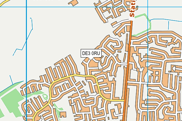 DE3 0RU map - OS VectorMap District (Ordnance Survey)