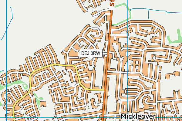 DE3 0RW map - OS VectorMap District (Ordnance Survey)