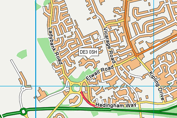 DE3 0SH map - OS VectorMap District (Ordnance Survey)