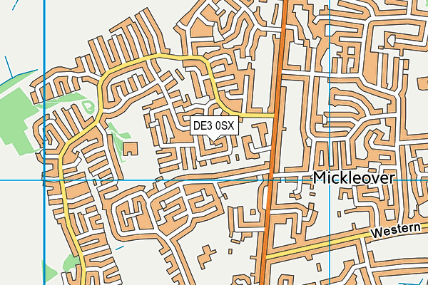 DE3 0SX map - OS VectorMap District (Ordnance Survey)