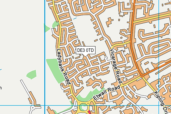 DE3 0TD map - OS VectorMap District (Ordnance Survey)