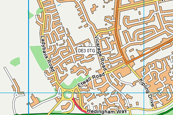 DE3 0TG map - OS VectorMap District (Ordnance Survey)
