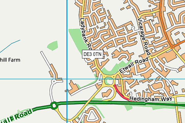 DE3 0TN map - OS VectorMap District (Ordnance Survey)