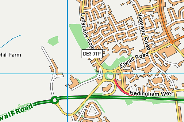 DE3 0TP map - OS VectorMap District (Ordnance Survey)