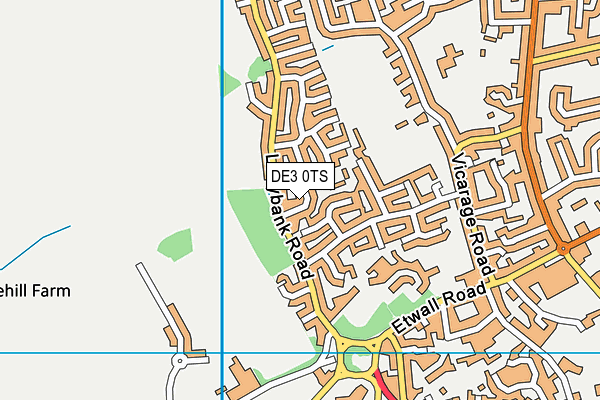 DE3 0TS map - OS VectorMap District (Ordnance Survey)