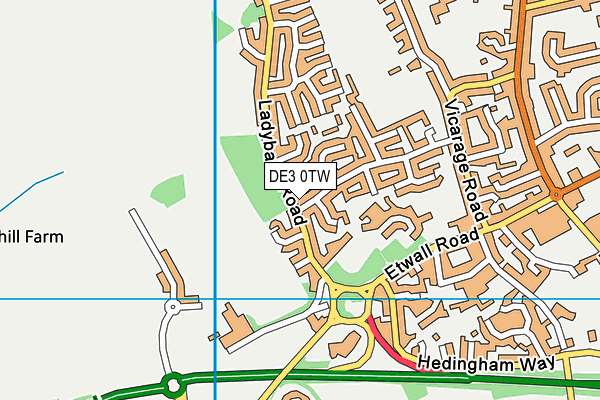 DE3 0TW map - OS VectorMap District (Ordnance Survey)