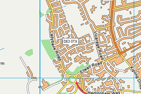 DE3 0TX map - OS VectorMap District (Ordnance Survey)