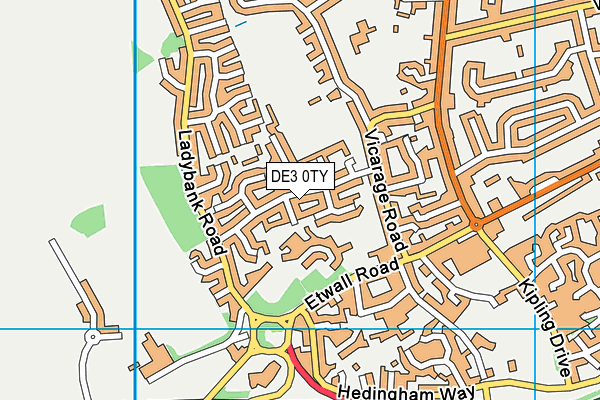 DE3 0TY map - OS VectorMap District (Ordnance Survey)