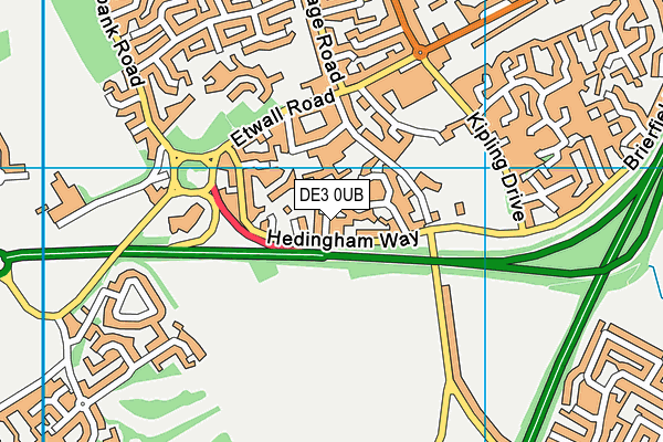 DE3 0UB map - OS VectorMap District (Ordnance Survey)