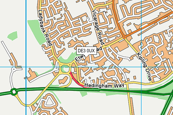 DE3 0UX map - OS VectorMap District (Ordnance Survey)