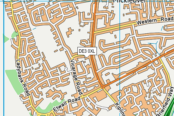 DE3 0XL map - OS VectorMap District (Ordnance Survey)
