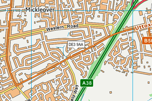 DE3 9AA map - OS VectorMap District (Ordnance Survey)