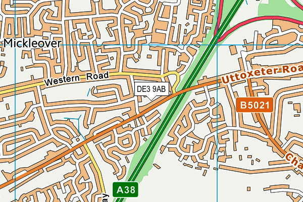 DE3 9AB map - OS VectorMap District (Ordnance Survey)