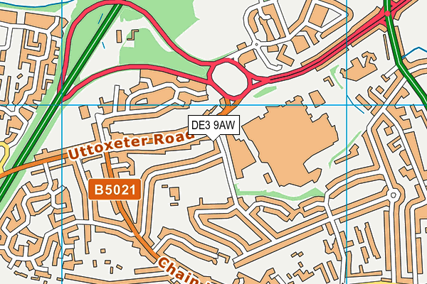 DE3 9AW map - OS VectorMap District (Ordnance Survey)