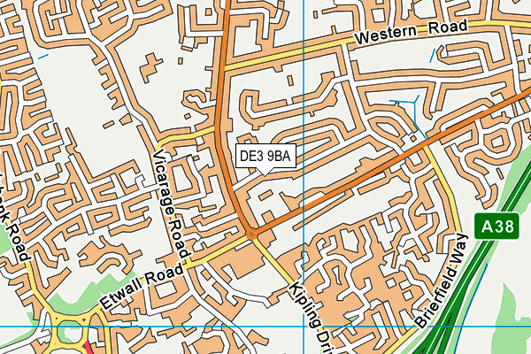 DE3 9BA map - OS VectorMap District (Ordnance Survey)