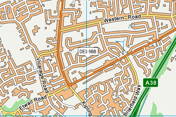DE3 9BB map - OS VectorMap District (Ordnance Survey)