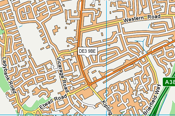DE3 9BE map - OS VectorMap District (Ordnance Survey)