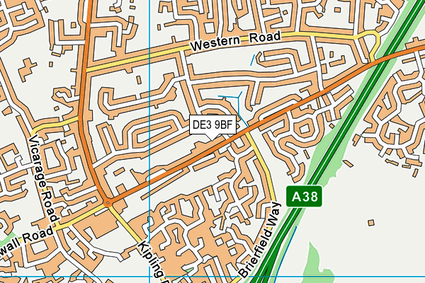 DE3 9BF map - OS VectorMap District (Ordnance Survey)