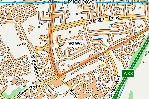 DE3 9BG map - OS VectorMap District (Ordnance Survey)