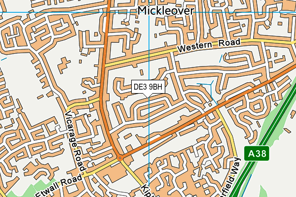 DE3 9BH map - OS VectorMap District (Ordnance Survey)