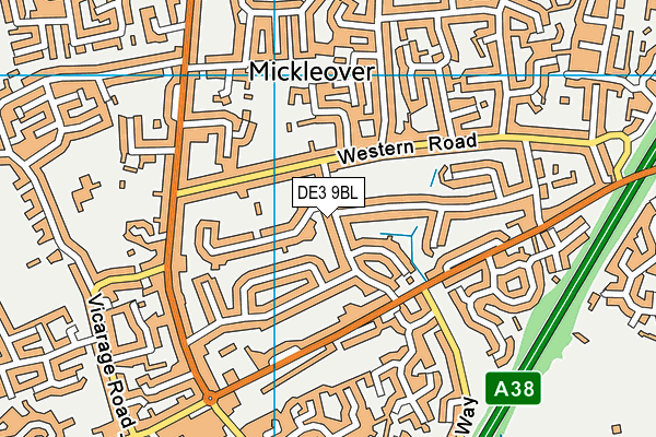 DE3 9BL map - OS VectorMap District (Ordnance Survey)