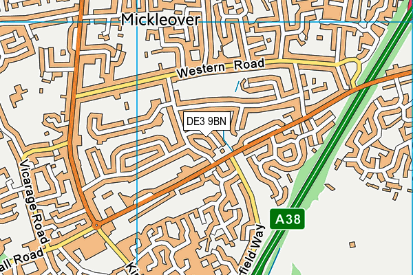 DE3 9BN map - OS VectorMap District (Ordnance Survey)