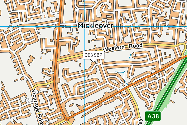 DE3 9BP map - OS VectorMap District (Ordnance Survey)