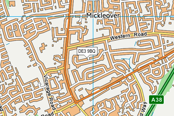 DE3 9BQ map - OS VectorMap District (Ordnance Survey)