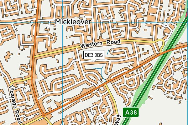 DE3 9BS map - OS VectorMap District (Ordnance Survey)