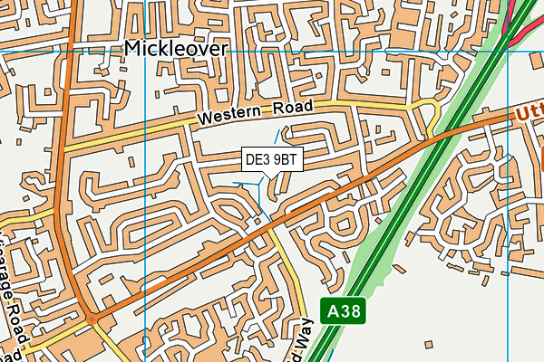 DE3 9BT map - OS VectorMap District (Ordnance Survey)