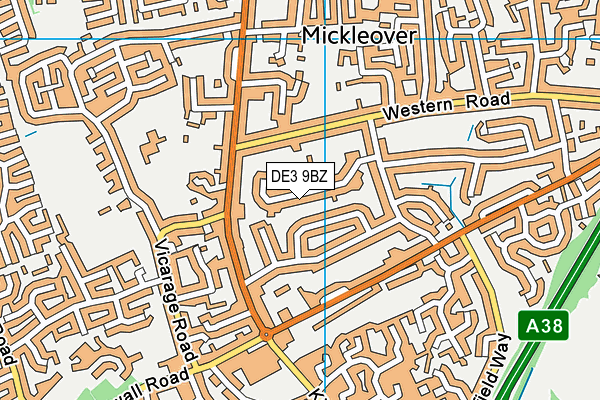 DE3 9BZ map - OS VectorMap District (Ordnance Survey)