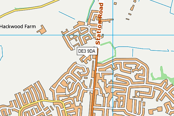 DE3 9DA map - OS VectorMap District (Ordnance Survey)