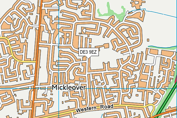 DE3 9EZ map - OS VectorMap District (Ordnance Survey)