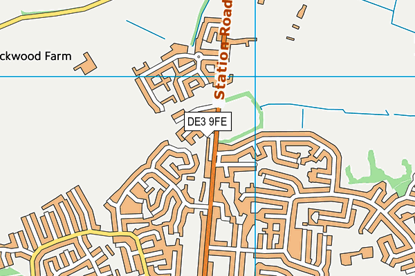DE3 9FE map - OS VectorMap District (Ordnance Survey)