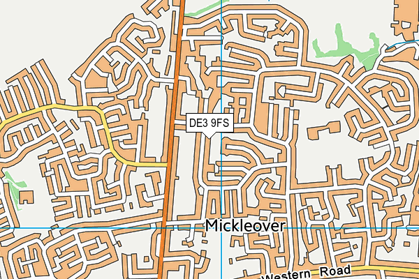 DE3 9FS map - OS VectorMap District (Ordnance Survey)