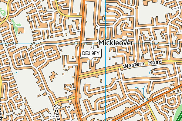 DE3 9FY map - OS VectorMap District (Ordnance Survey)