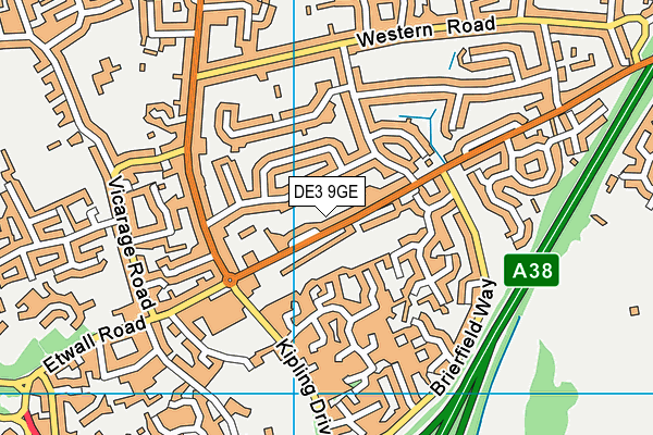 DE3 9GE map - OS VectorMap District (Ordnance Survey)