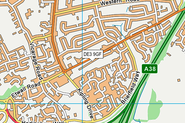 DE3 9GF map - OS VectorMap District (Ordnance Survey)