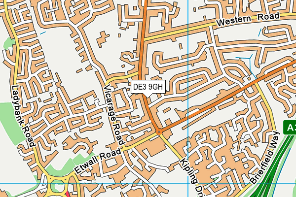 DE3 9GH map - OS VectorMap District (Ordnance Survey)