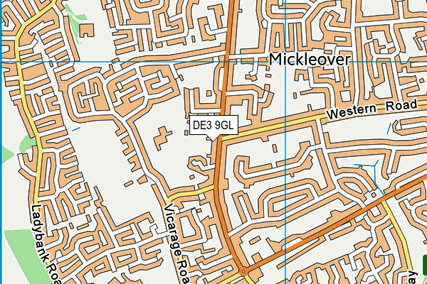 DE3 9GL map - OS VectorMap District (Ordnance Survey)