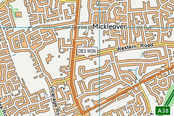 DE3 9GN map - OS VectorMap District (Ordnance Survey)