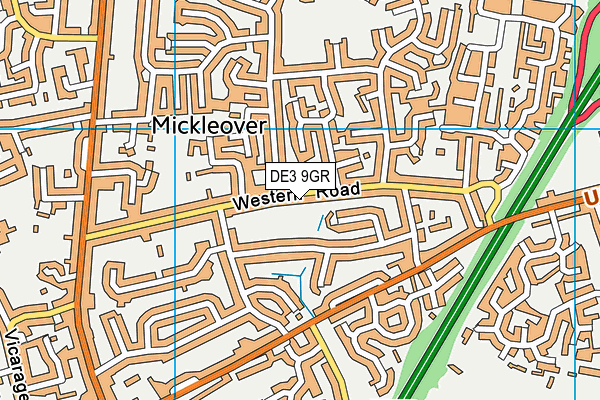 DE3 9GR map - OS VectorMap District (Ordnance Survey)